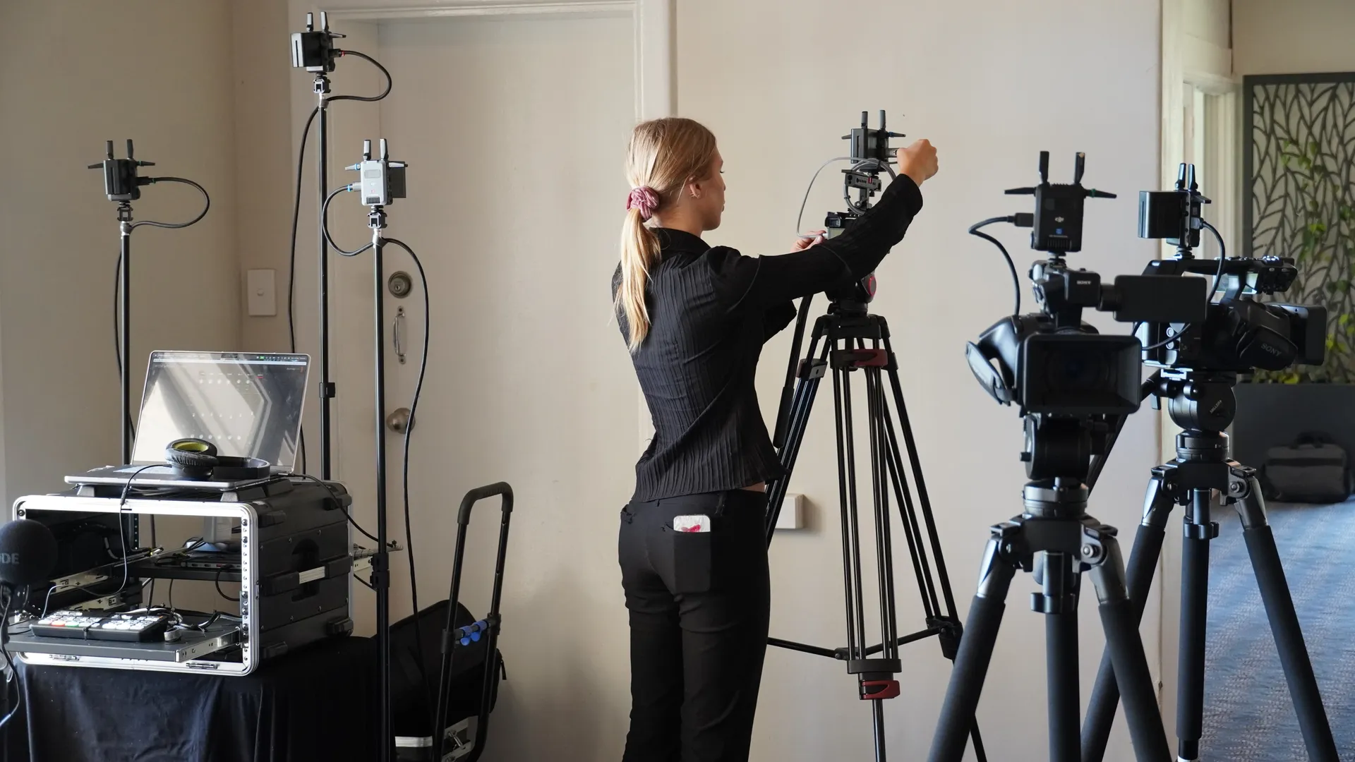 A professional camera set up to live stream an event reliably